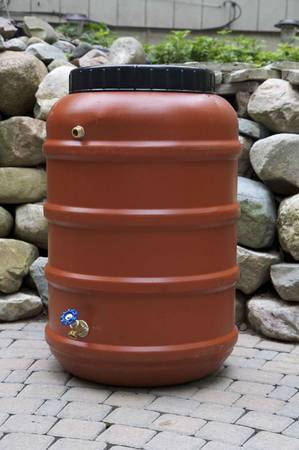 Rain Barrel, DIY Kit, Used Food Grade Barrel, Upcycled, 58 Gallon Size (Premium DIY Rain Barrel Kit)